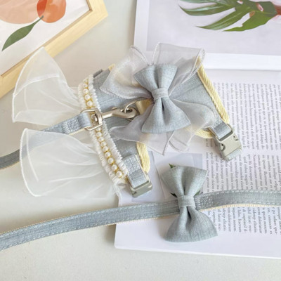 Princess mačka Set pojaseva i uzica za pse Čipkasta mašna Dodaci za štene na otvorenom Pribor za treniranje hodanja kućnih ljubimaca za male pse Chihuahua