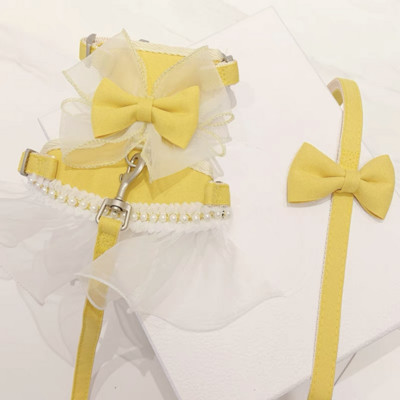 Princess mačka Set pojaseva i uzica za pse Čipkasta mašna Dodaci za štene na otvorenom Pribor za treniranje hodanja kućnih ljubimaca za male pse Chihuahua