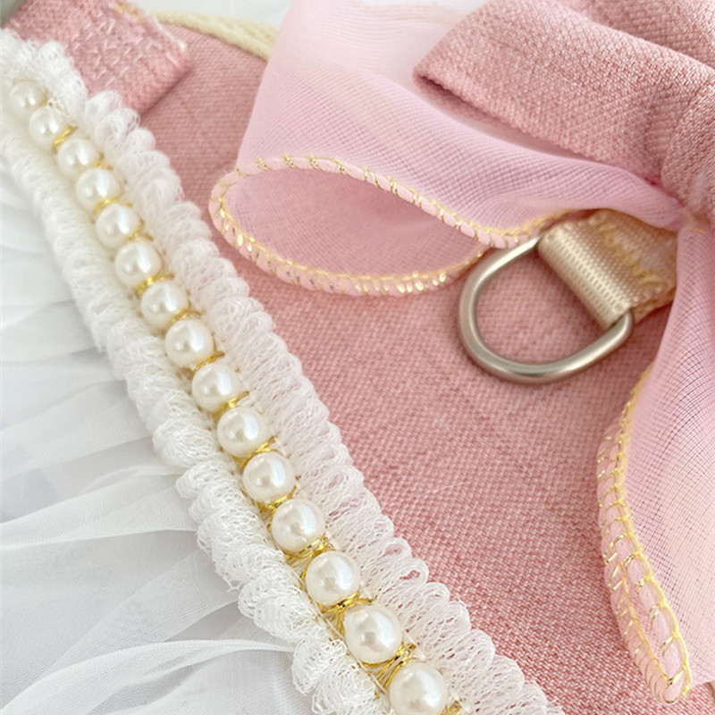 Princess mačka Set pojaseva i uzica za pse Čipkasta mašna Dodaci za štene na otvorenom Pribor za treniranje hodanja kućnih ljubimaca za male pse Chihuahua