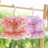 Harnaș ieftin pentru animale de companie pentru Chihuahua Câini de pluș Colier din lesă de pisică Haine florale pentru cățeluș Lead pentru rochie Imprimare guler din dantelă Comerț cu ridicata