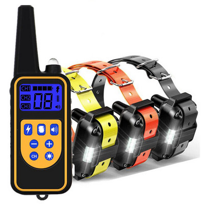 Ηλεκτρικό κολάρο εκπαίδευσης σκύλων 800m Αδιάβροχο επαναφορτιζόμενο σκύλο παρέχει 4 λειτουργίες με φως κραδασμών ήχο κραδασμών επίδειξη παιχνίδι για κατοικίδια