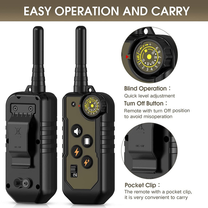 Ogrlica za dresuru pasa za kućne ljubimce, električni daljinski upravljač, ogrlica protiv lajanja, zvučna vibracija, punjiva, vodootporna, prikladna za sve pse