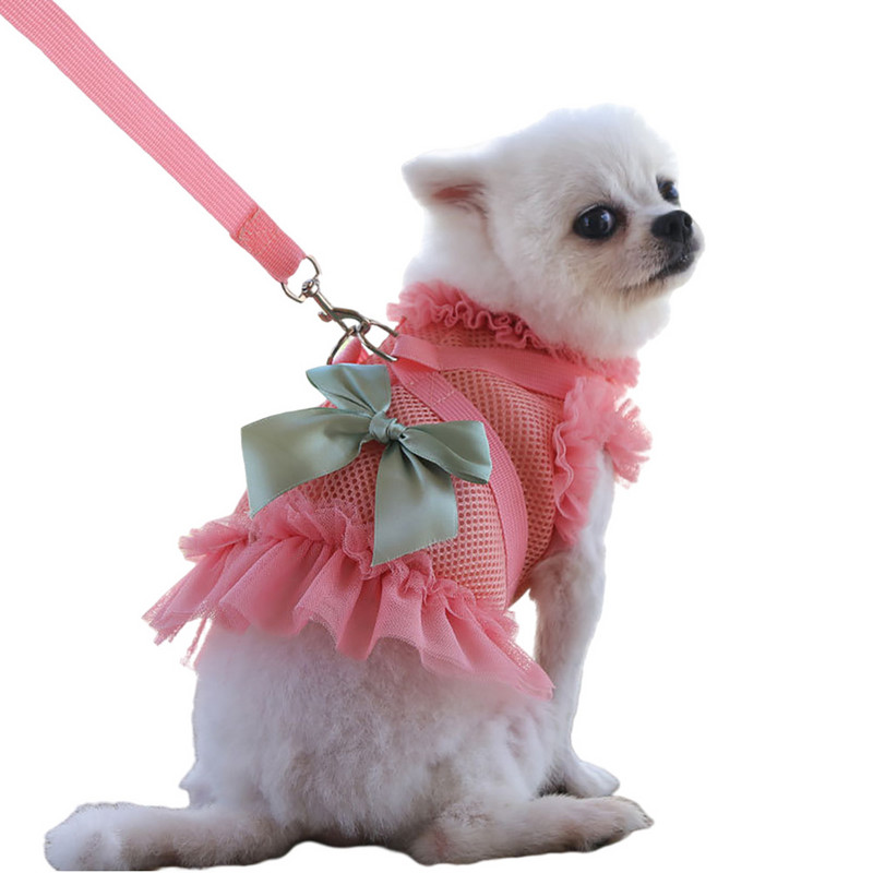 Fusta ham pentru câini pentru câini de talie mică, mijlocie, pisici, ham pentru animale de companie, set cu lesă, chihuahua, rochie de nuntă cu papillon, articole pentru câini