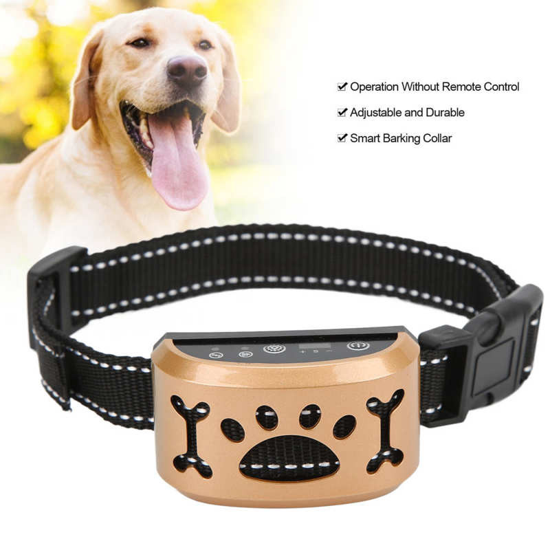Επαναφορτιζόμενο κολάρο γαβγίσματος σκύλου Ρυθμιζόμενο αυτόματο κλείδωμα Έξυπνη αναγνώριση αδιάβροχο προειδοποιητικό εργαλείο εκπαίδευσης κατοικίδιων