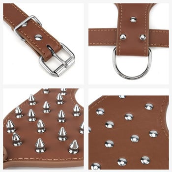 Δερμάτινο λουρί Large Dog PU Rivet Spikes Ζωγραφιά κατοικίδιων για Pitbull Big Medium Dog Rivet Halter Punk Collar