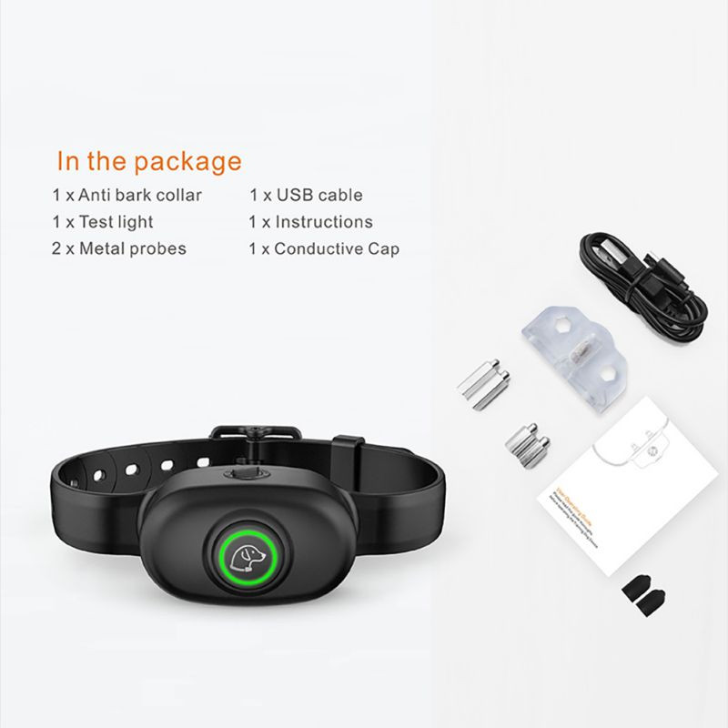 Νέα επαναφορτιζόμενα προμήθειες κατοικίδιων ζώων με επαναφορτιζόμενο σκύλο κατά του φλοιού για κολάρο Bark Terminator Stop Electric Shock*
