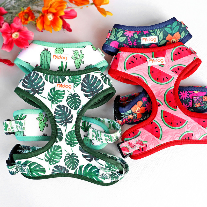 Ham cu imprimeu floral pentru câini de talie mică, plasă de nailon, pentru câini, pisică, vestă moale căptușită pentru câini de talie mică, mijlocie, pisici, chihuahua, bulldog francez