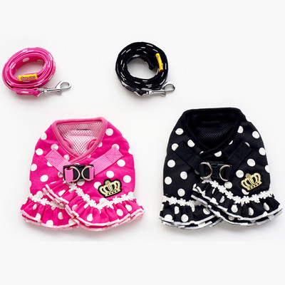Kaubamärgi Pet Dog Cat Reguleeritav rakmete jalutusrihm väikesele koerakassi kutsikale Polka Dots Crown Lemmikloomatarbed Cachorro Mascotas Dropship 8517