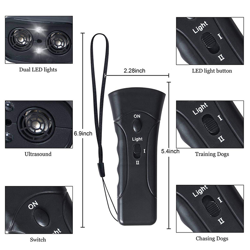 3 в 1 Pet Dog Repeller Whistle Anti Barking Stop Bark Training Device Trainer LED Ultrasonic Anti Barking без батерия