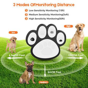 Benepaw Ефективни устройства против лай на кучета Безопасно възпиране от лай на домашни любимци Обучение на поведение Регулируеми ултразвукови нива до 15 м/50 фута