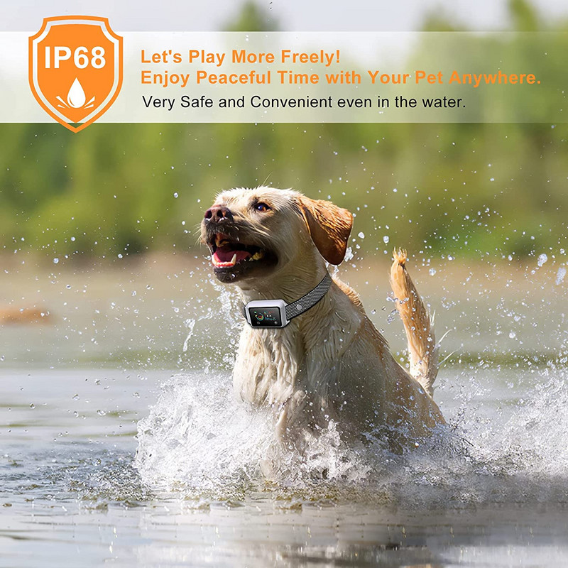 Laetav haukumisvastane koera kaelarihm IP68 elektrilöögi vibratsiooni haukumise kontrolli treeningrihm piiksuga koerte tarvikute jaoks