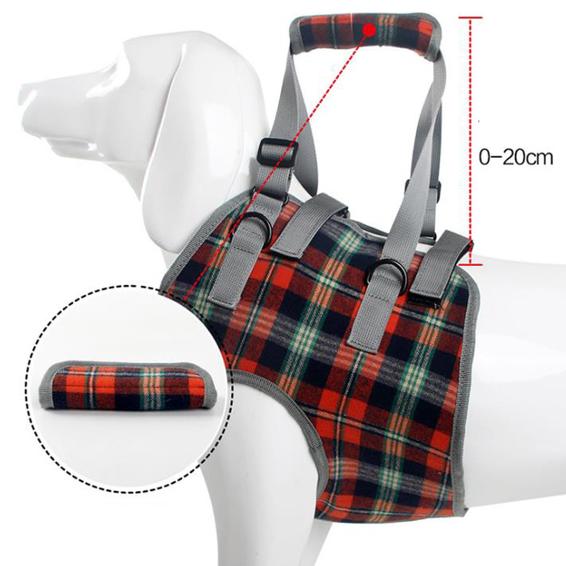 Podupirač za podizanje pasa ljubimca Karirani prsluk za podizanje Meka ručka Podesivi pomoćni remeni za stare pse Slabe ozlijeđene prednje stražnje noge