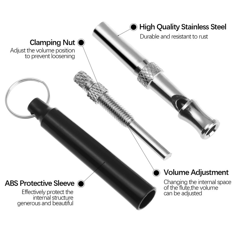 Kit de fluier pentru câini cu ultrasunete silențios Stop lătrat Fluier de dresaj pentru câini cu pas reglabil cu cureaua și accesorii pentru animale de companie