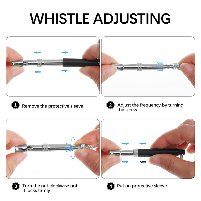 Kit de fluier pentru câini cu ultrasunete silențios Stop lătrat Fluier de dresaj pentru câini cu pas reglabil cu cureaua și accesorii pentru animale de companie