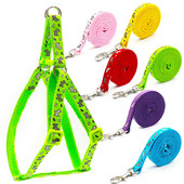 24 de bucăți pisică câine ham reglabil vestă cu plumb de câine desene animate cureaua de piept câine pentru cățeluș pisică guler poliester instrumente de mers anti-pierdere