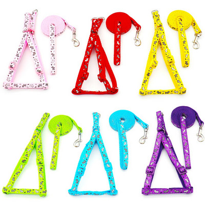 24 de bucăți pisică câine ham reglabil vestă cu plumb de câine desene animate cureaua de piept câine pentru cățeluș pisică guler poliester instrumente de mers anti-pierdere