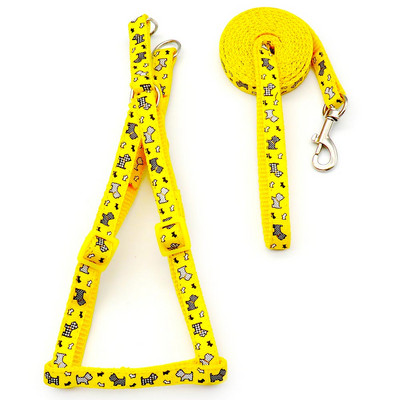 24 de bucăți pisică câine ham reglabil vestă cu plumb de câine desene animate cureaua de piept câine pentru cățeluș pisică guler poliester instrumente de mers anti-pierdere