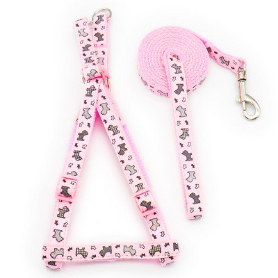 24 de bucăți pisică câine ham reglabil vestă cu plumb de câine desene animate cureaua de piept câine pentru cățeluș pisică guler poliester instrumente de mers anti-pierdere