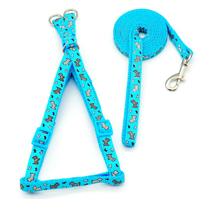 24 de bucăți pisică câine ham reglabil vestă cu plumb de câine desene animate cureaua de piept câine pentru cățeluș pisică guler poliester instrumente de mers anti-pierdere