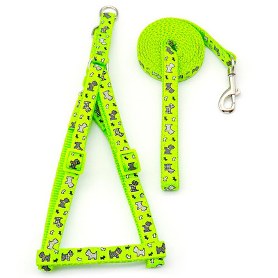 24 de bucăți pisică câine ham reglabil vestă cu plumb de câine desene animate cureaua de piept câine pentru cățeluș pisică guler poliester instrumente de mers anti-pierdere