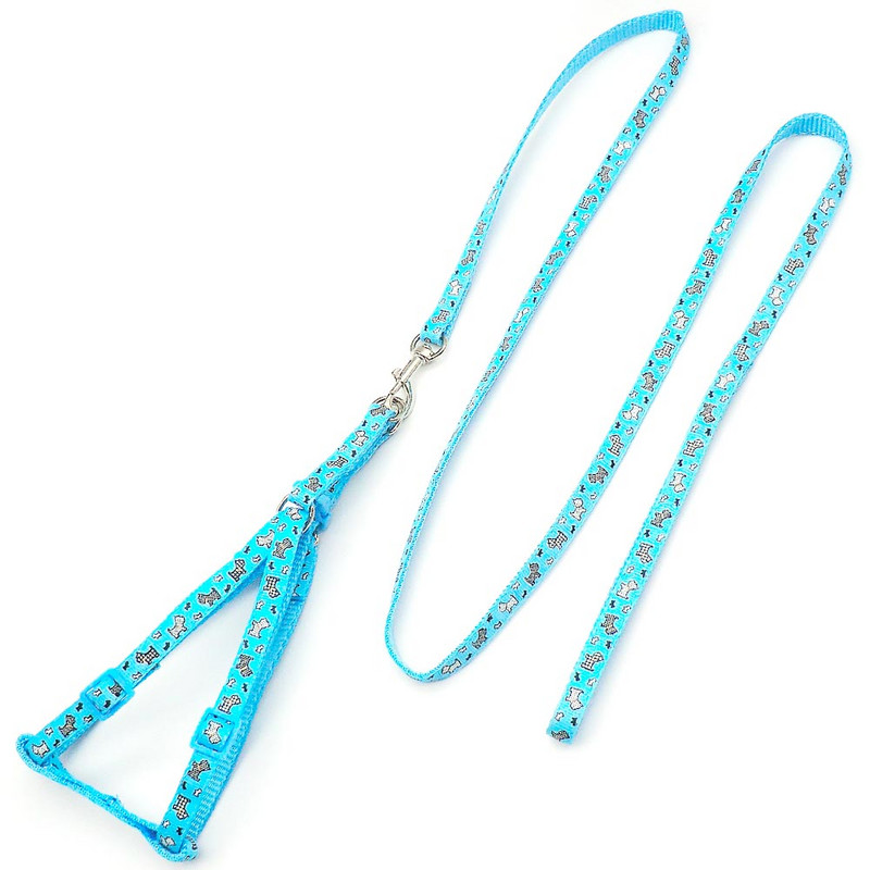 24 de bucăți pisică câine ham reglabil vestă cu plumb de câine desene animate cureaua de piept câine pentru cățeluș pisică guler poliester instrumente de mers anti-pierdere