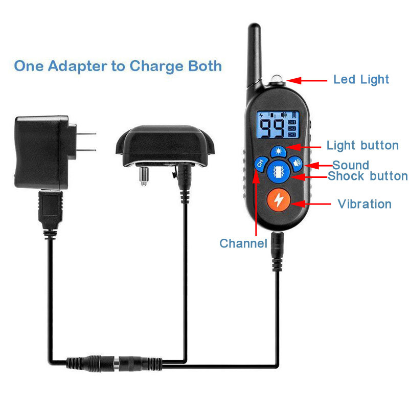 800 m veekindel lemmikloomakoerte treeningkaelarihm, laetav elektrišoki LCD-ekraan väikestele suurtele koertele