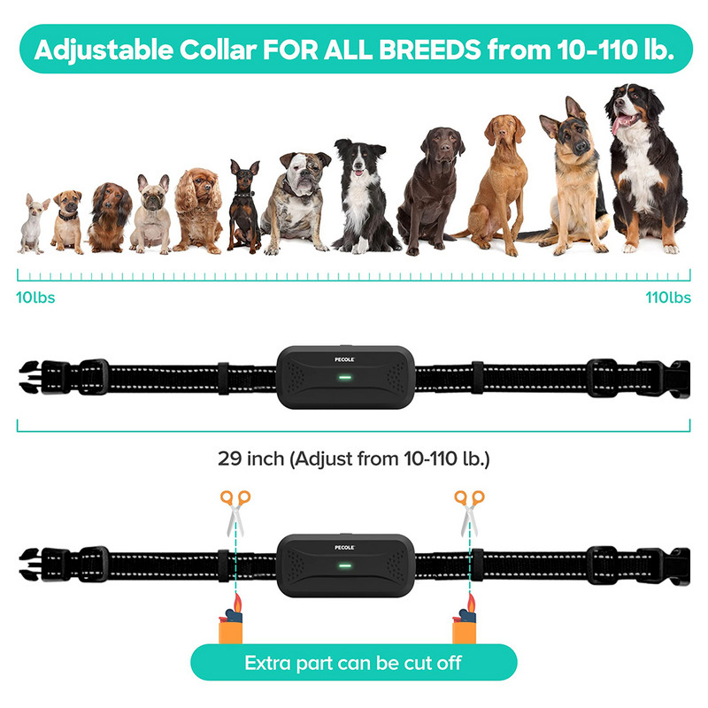 Elektriline koerte treenimisrihm LCD-ekraan, vibratsioonivastane haukumisvastane laetav veekindel koera haukumisvastane seade