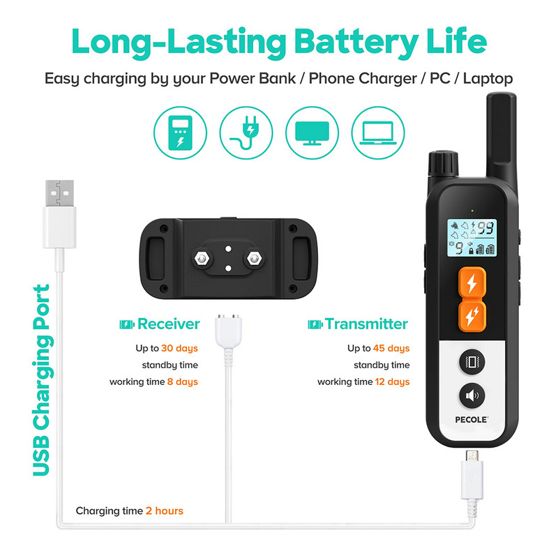 Elektriline koerte treenimisrihm LCD-ekraan, vibratsioonivastane haukumisvastane laetav veekindel koera haukumisvastane seade