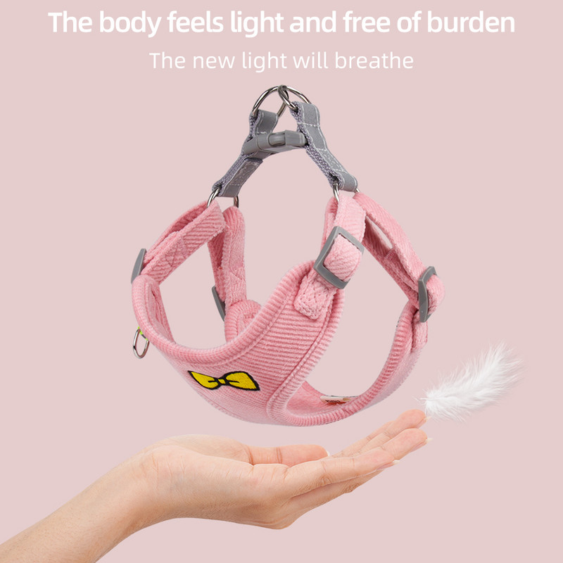 Set de lesă pentru ham pentru cățeluș, vestă respirabilă, curele reflectorizante pentru pisica pentru animale de companie, frânghie de tracțiune, hamuri mici și medii pentru chihuahua Yorkies