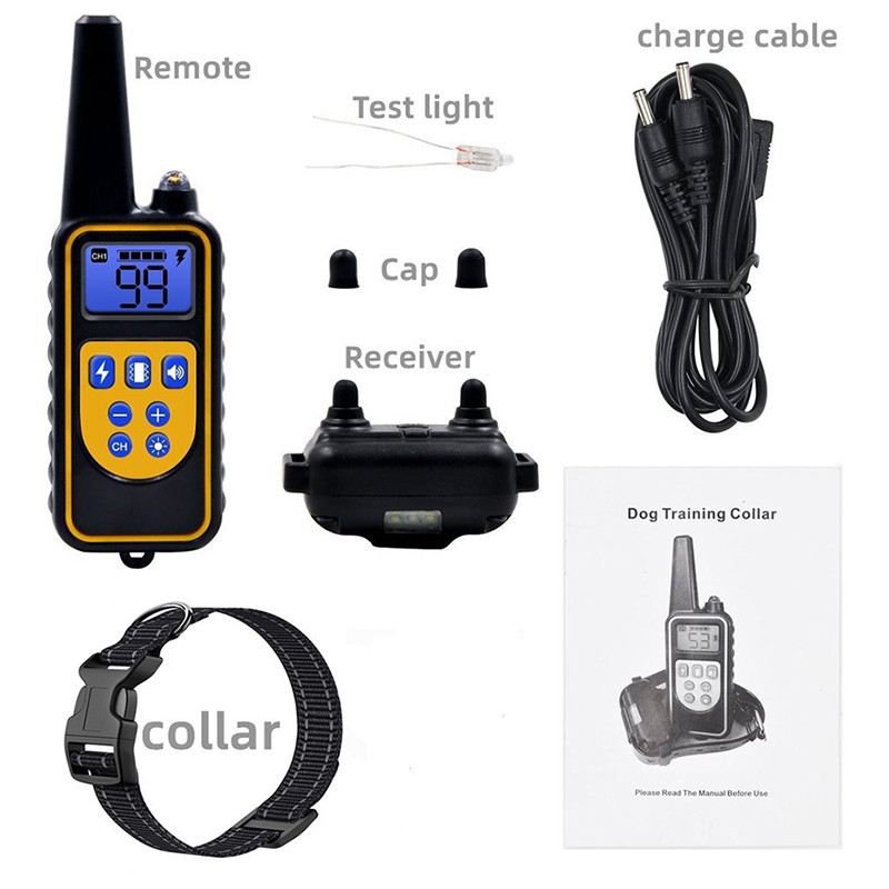 Guler de dresaj de câini cu telecomandă 800 m Antrenament electric de câini pentru dresajul ușor de dresat câinii în aer liber Câini descurajează lătratul Vibrații