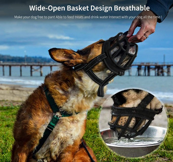 XS-2XL Ρυθμιζόμενο ρύγχος για σκύλους κατοικίδιων ζώων Αναπνεύσιμο καλάθι ρύγχους Μεγάλοι σκύλοι σταματούν να δαγκώνουν γαβγίζοντας μάσκα μασήματος για σκύλους Προμήθειες