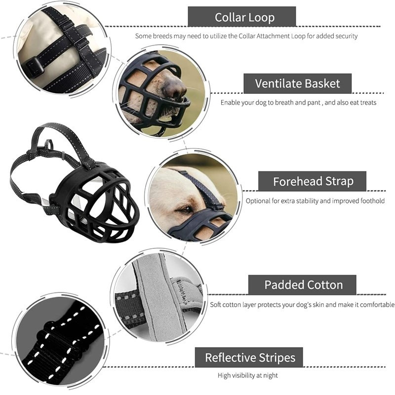 XS-2XL Botiță ajustabilă pentru câini pentru animale de companie Boturi pentru coș respirabil Câinii mari nu mai mușcă lătrat Mască de mestecat Consumabile pentru câini