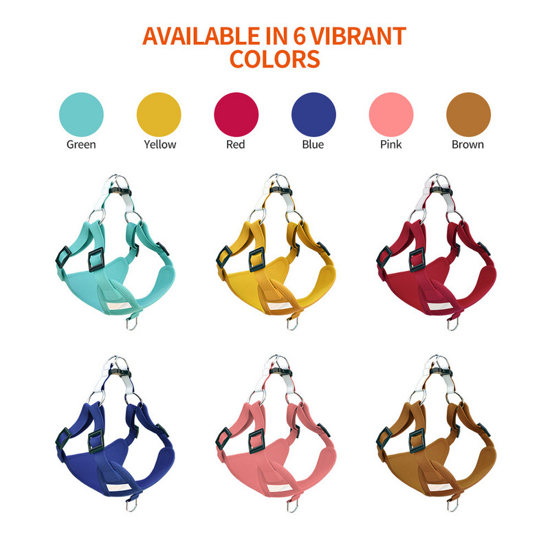 Set de ham și lesă fără tragere pentru câini, vestă reflectorizantă reglabilă pentru pisici și câini mici, mijlocii mari, buldog francez