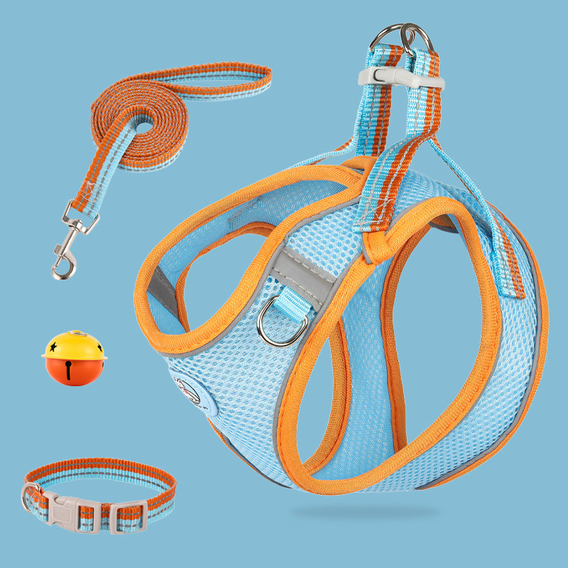 Oprsnica za pse s povodcem Podesivi reflektirajući prsluk za kućne ljubimce Povodac za hodanje za štene Poliesterska mrežasta oprsnica za male srednje pse