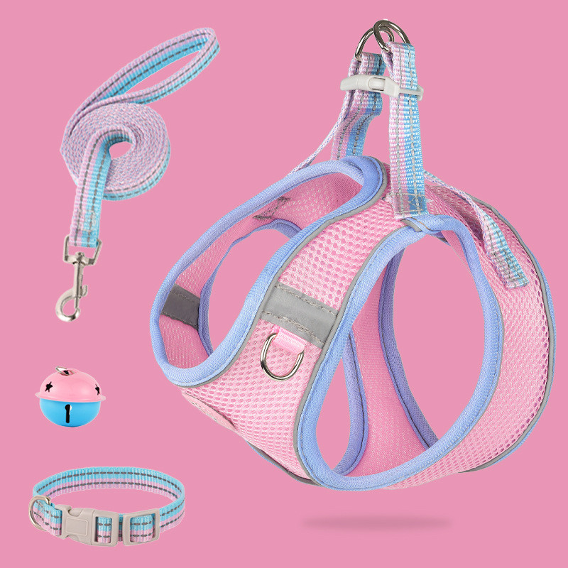 Oprsnica za pse s povodcem Podesivi reflektirajući prsluk za kućne ljubimce Povodac za hodanje za štene Poliesterska mrežasta oprsnica za male srednje pse