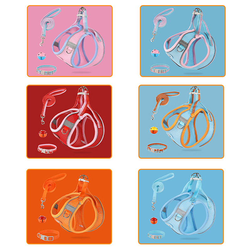 Oprsnica za pse s povodcem Podesivi reflektirajući prsluk za kućne ljubimce Povodac za hodanje za štene Poliesterska mrežasta oprsnica za male srednje pse