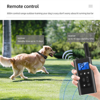 800 м електрически нашийник за обучение на кучета Водоустойчив акумулаторен нашийник за контрол на домашни любимци против лай за кучета Електрошок