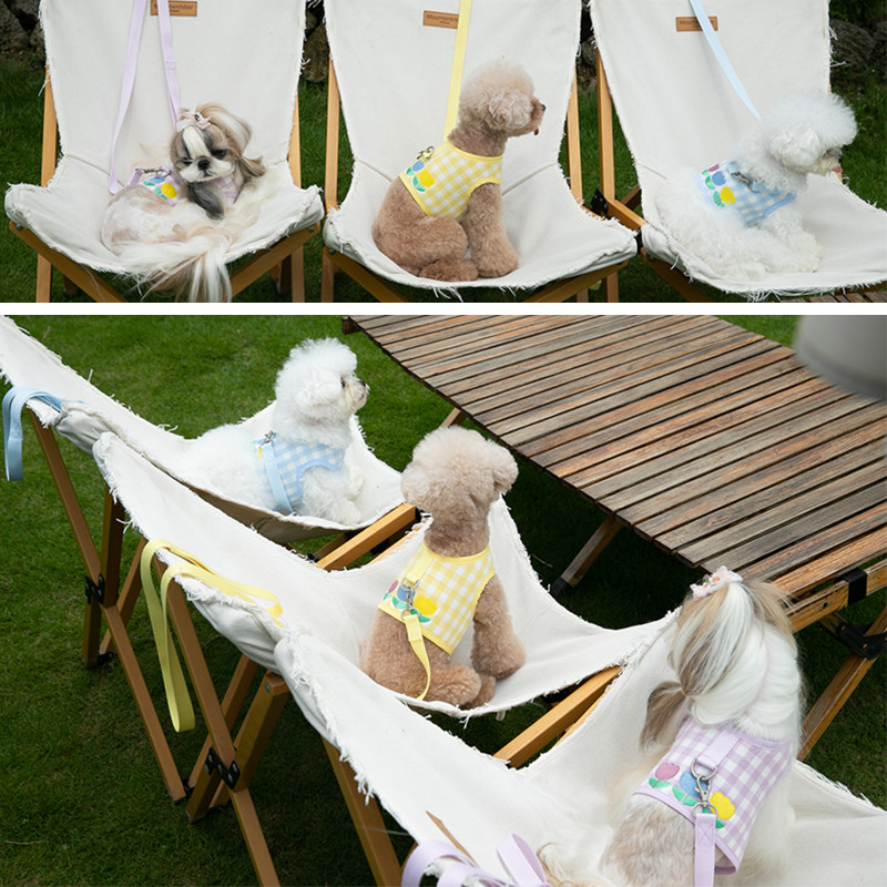 Set de ham pentru pisici pentru câini lalele și set de lesă din plumb, în carouri, vestă pentru cățeluș, accesorii pentru câini de talie mică, broderie, articole de plimbare pentru pisoi York