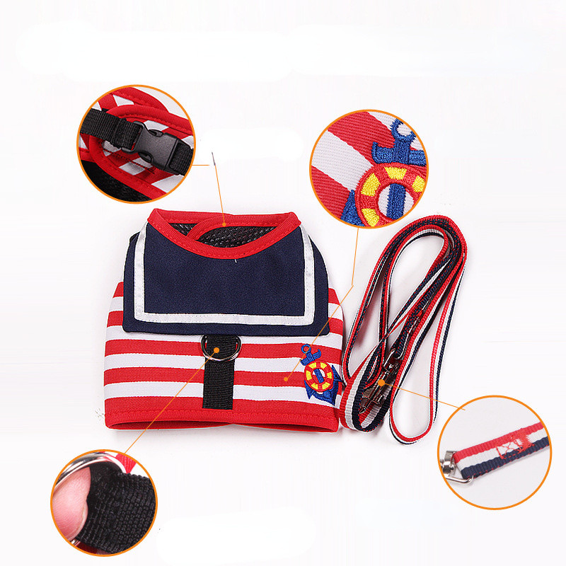 Guler pentru câini Lesă pentru ham pentru câini, creativ în stil bleumarin, curea pentru piept, frânghie de tracțiune sigură pentru ham, câine de talie mică, pisici, reglabilă