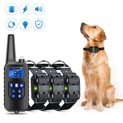 Пълен автоматичен водоустойчив нашийник за кучета с електрически ток домашни кучета против ухапване, спиране на лай, дистанционен треньор за кучета, спиране на лай