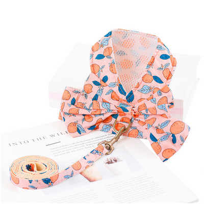 Set drăguț de ham și lesă pentru câini, respirabil, cu bowknot floral, ham pentru pisici pentru câini mici și mijlocii, lesă, accesorii pentru animale de companie