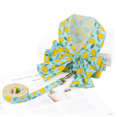 Set drăguț de ham și lesă pentru câini, respirabil, cu bowknot floral, ham pentru pisici pentru câini mici și mijlocii, lesă, accesorii pentru animale de companie
