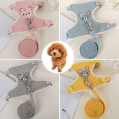 Vaikščiojimo pavadėlis tinklinis krūtinės dirželis šuniui diržas naminių gyvūnėlių liemenė kvėpuojanti maža vidutinė kačių šunų stilinga praktiška reikmenys naminiams gyvūnėliams Mielas meškiukas