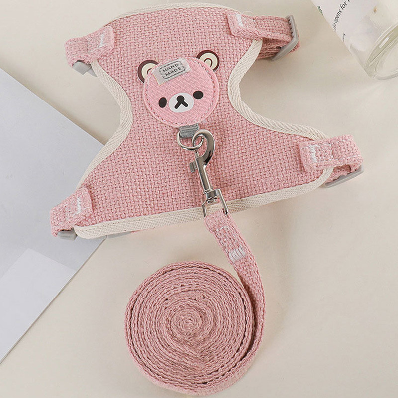 Vaikščiojimo pavadėlis tinklinis krūtinės dirželis šuniui diržas naminių gyvūnėlių liemenė kvėpuojanti maža vidutinė kačių šunų stilinga praktiška reikmenys naminiams gyvūnėliams Mielas meškiukas