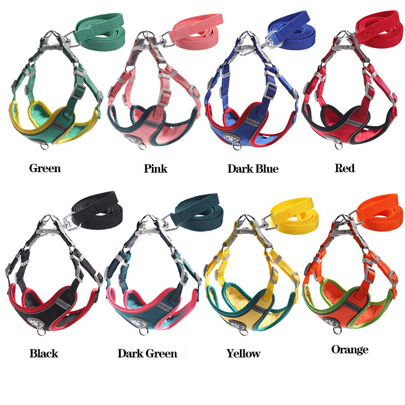 Reguleeritav lemmiklooma rindkere rihm helkur koera vesti rakmed jalutusrihma komplekt väikese keskmise koera kassi rinnarakmed lemmiklooma jalutamise tarvikud