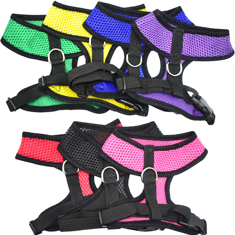 Ham moale din plasă de nailon pentru câini de companie pentru câini de talie mică, fără tragere, respirabil, reglabil, pisică, câine, câine, vestă, curea pentru piept pentru câini