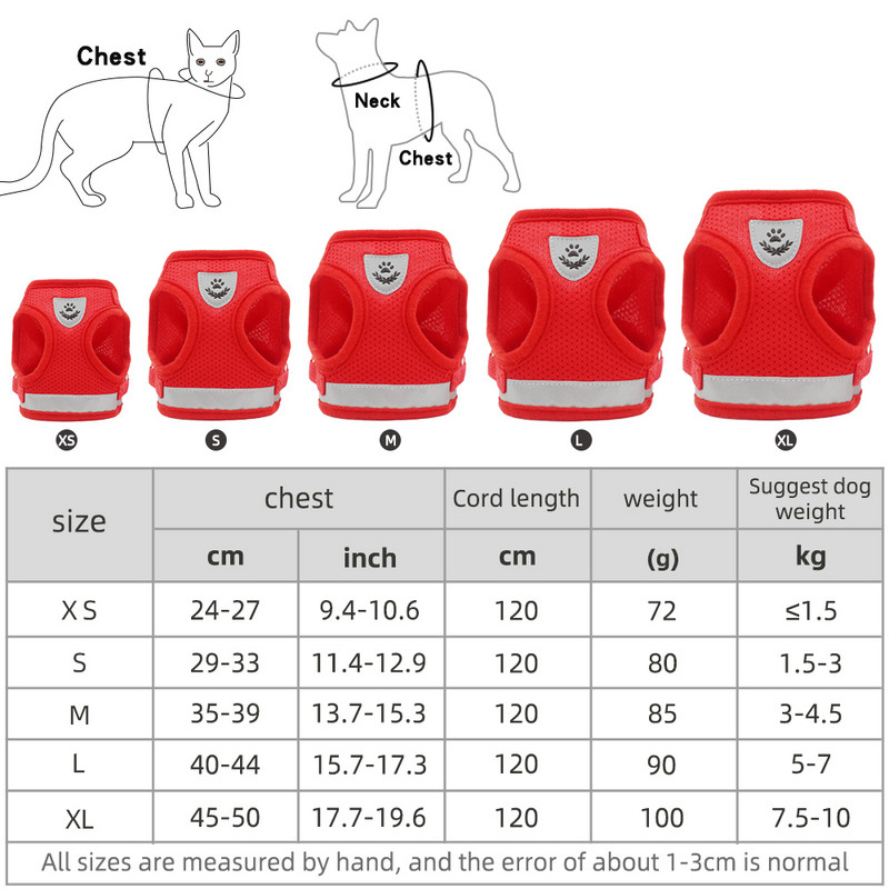 Reguleeritav kassi koerarakmete jalutusrihma komplekt jalutusrihma vest kutsikatele kaelarihma võrkrakmed väikesele keskmisele koerale, kassipojale lemmikloomale