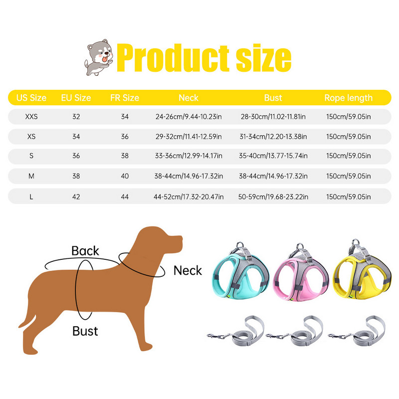 Koerarakmete jalutusrihma komplekt Reguleeritav kutsikakassi rakmete vest Prantsuse buldogi chihuahua mopsi õues käimise pliirihm väikestele koertele