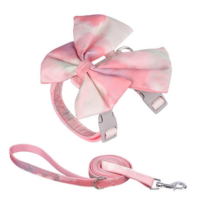 Ρυθμιζόμενο σετ λουριών και λουριών γάτας, σετ λουριών για κατοικίδια με χαριτωμένη διακόσμηση φιόγκων για να αποτρέψετε την ελεύθερη έξοδο για βόλτες με κουτάβια γάτας