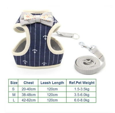 Set de lesă pentru ham pentru toate anotimpurile pentru câini, pentru animale de companie, vestă pentru pisici, cu plasă cu bowknot căptușită pentru cățeluși mici Chihuahua Yorkies